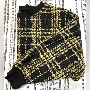Who What Wear Black and Yellow Checkered Sweater